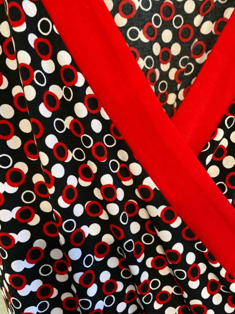 Ruby Rox Black Polka Dot Midi Dress with Red Trim and Waist Tie - Picture 5 of 5